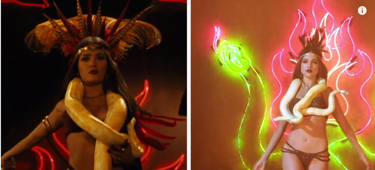 Salma Hayek and Eiza González Snake Dancing Side by Side