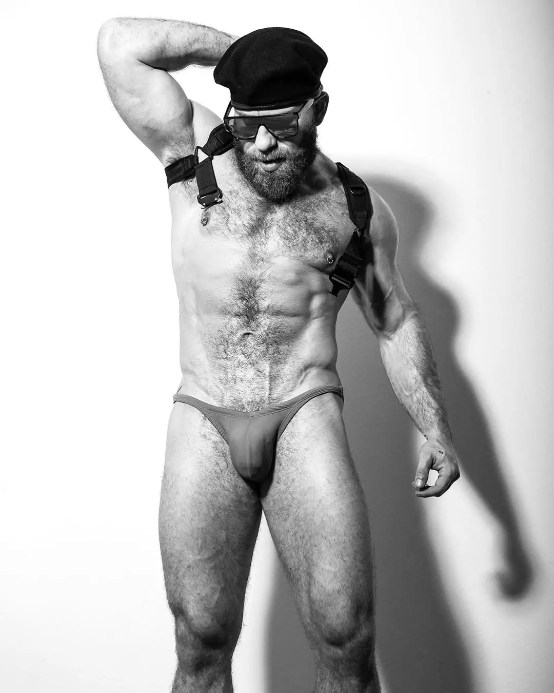Male muscle model in underwear