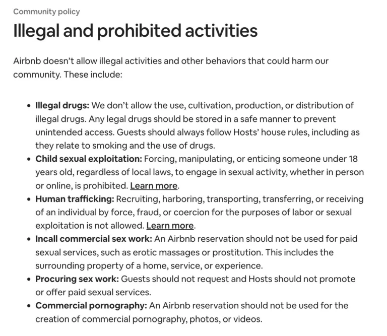 Airbnb Bans Sex Work