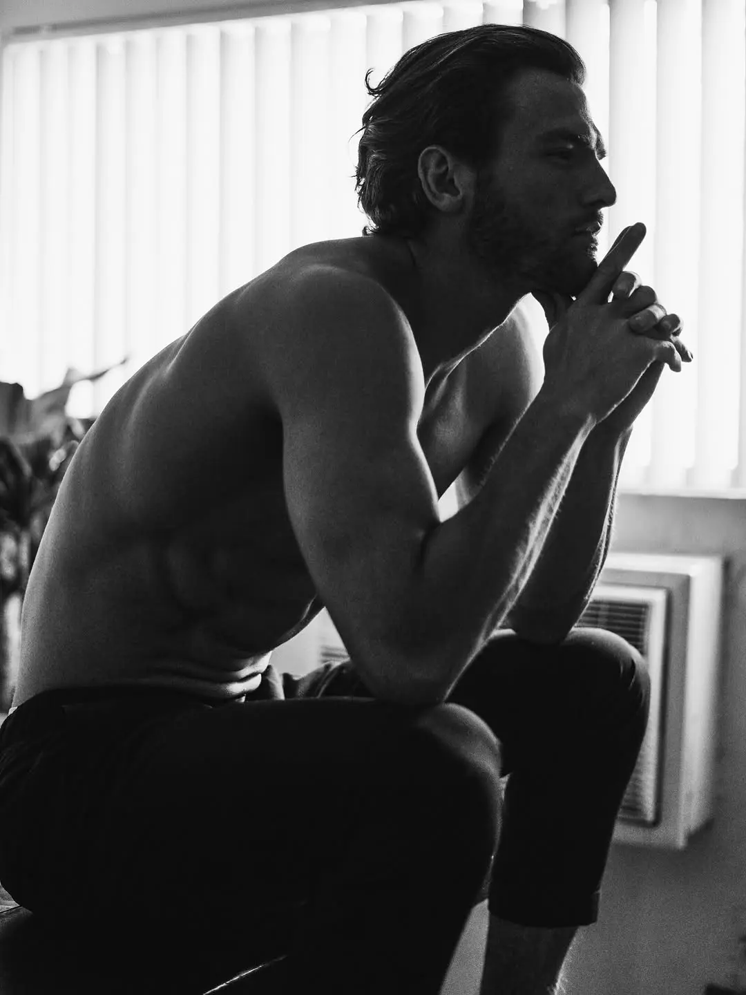 lean male model in black and white