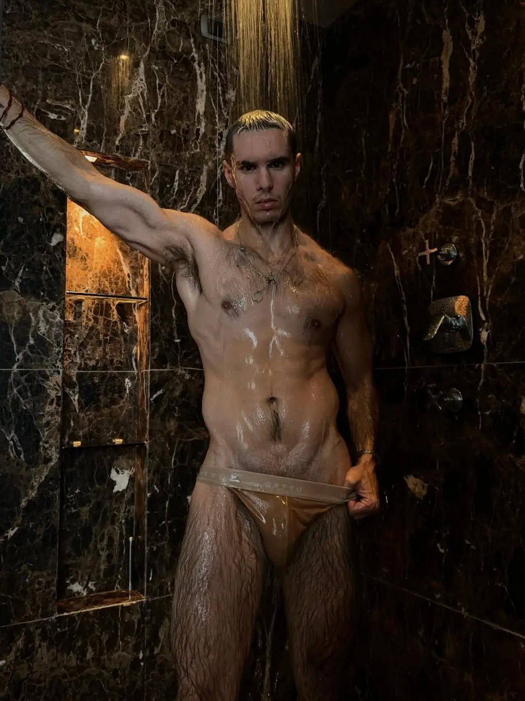 male model in wet underwear pic