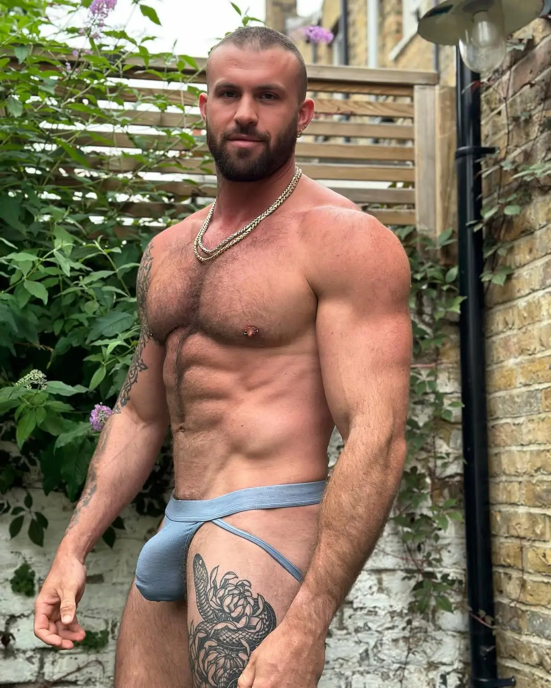 muscle man model bulging 
