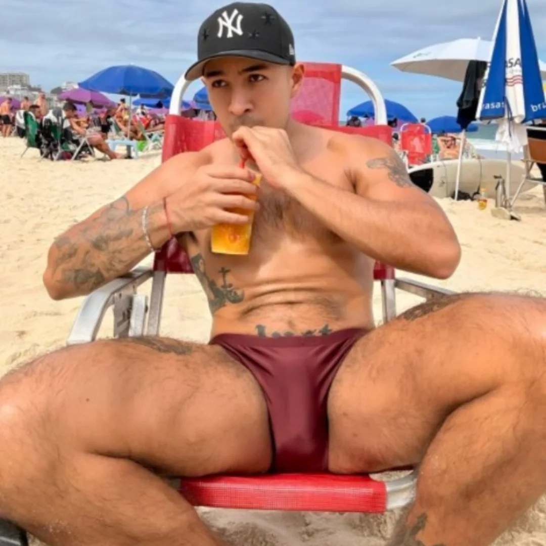 bulging muscle guy with VPL