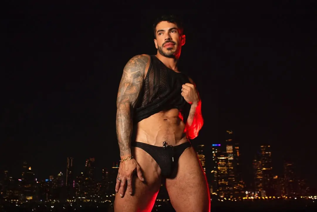 male model in black underwear