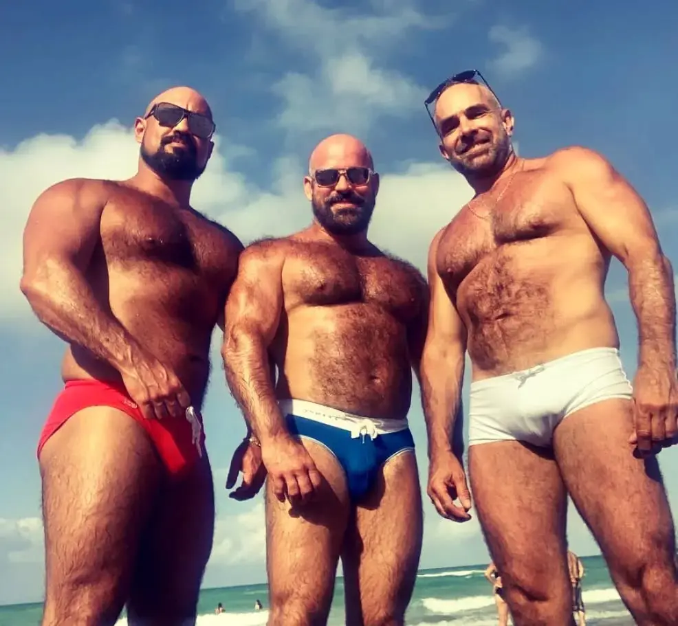three muscle men in underwear pic