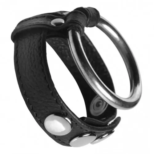 Cock Gear Leather And Steel Cock And Ball Ring