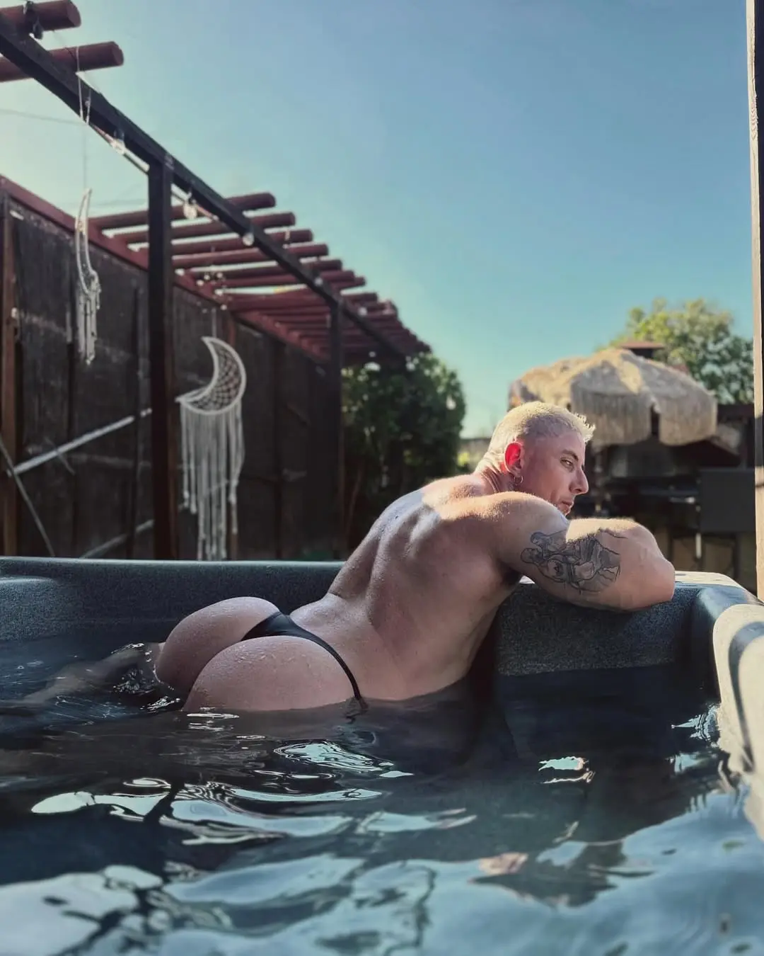 muscle model in thong 