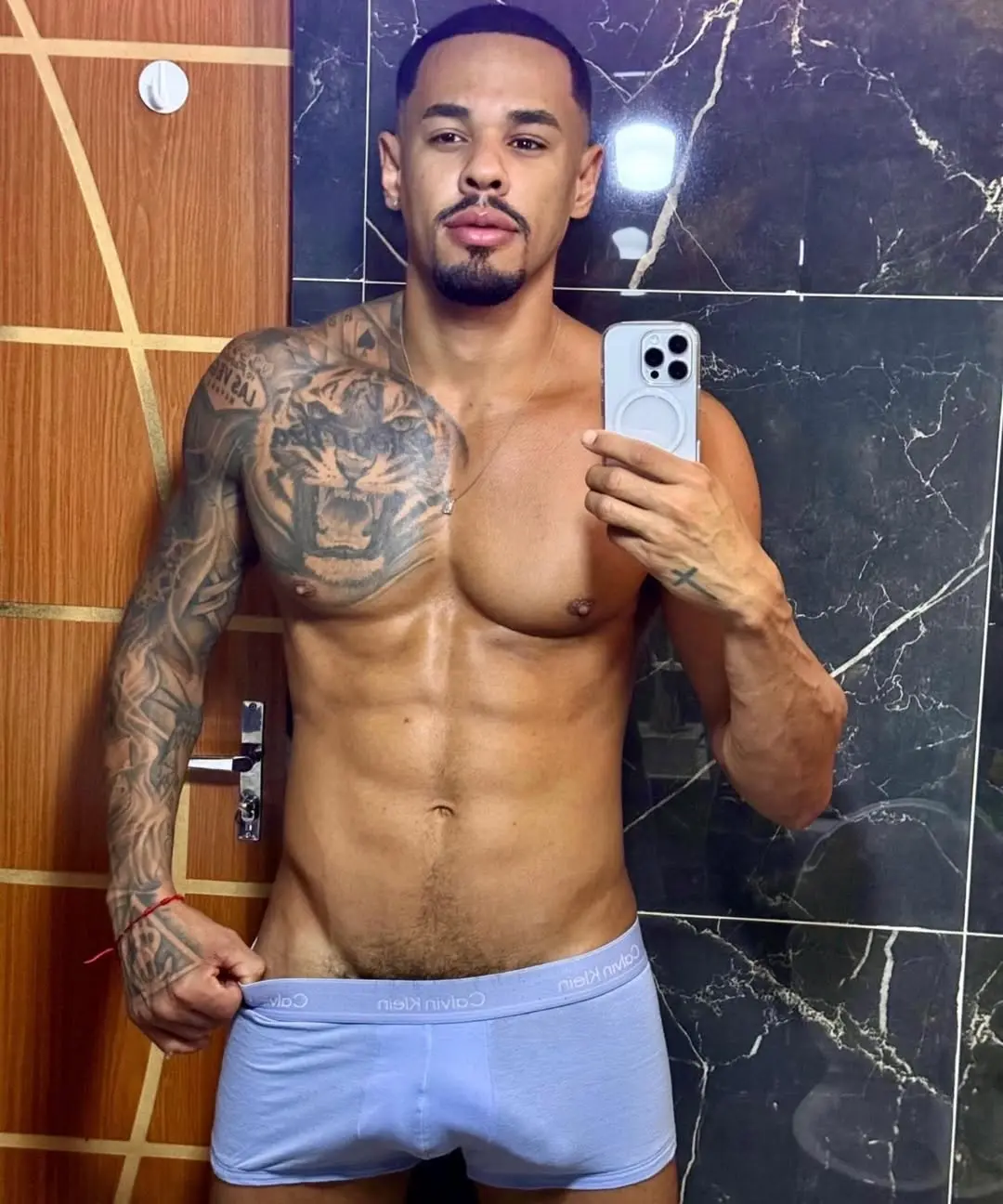 hung male VPL in underwear