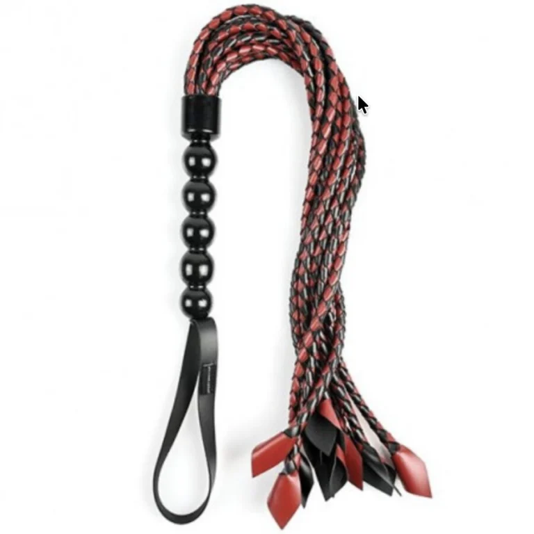 Saffron Braided Flogger - Black and Red