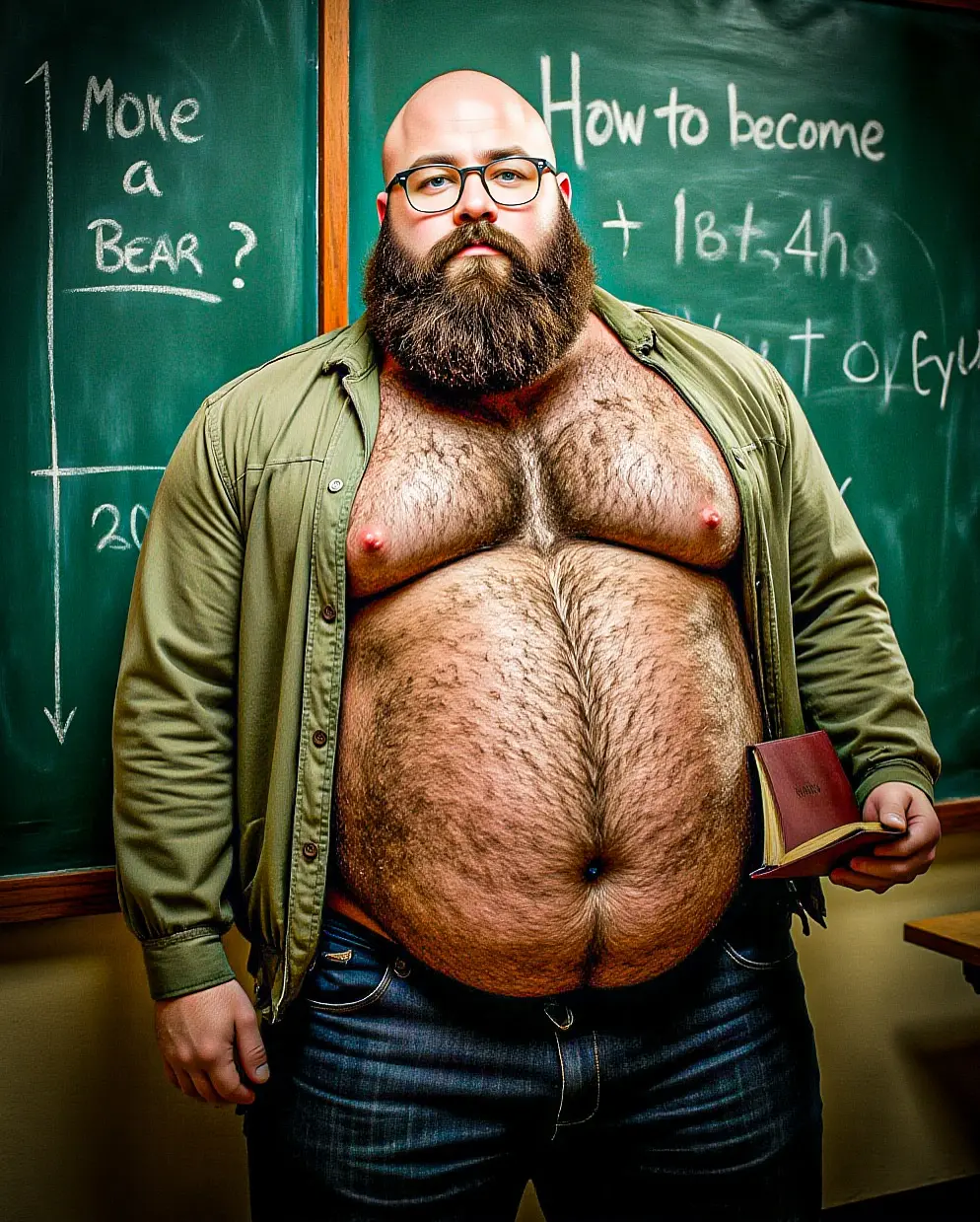 hairy gay bear as a teacher