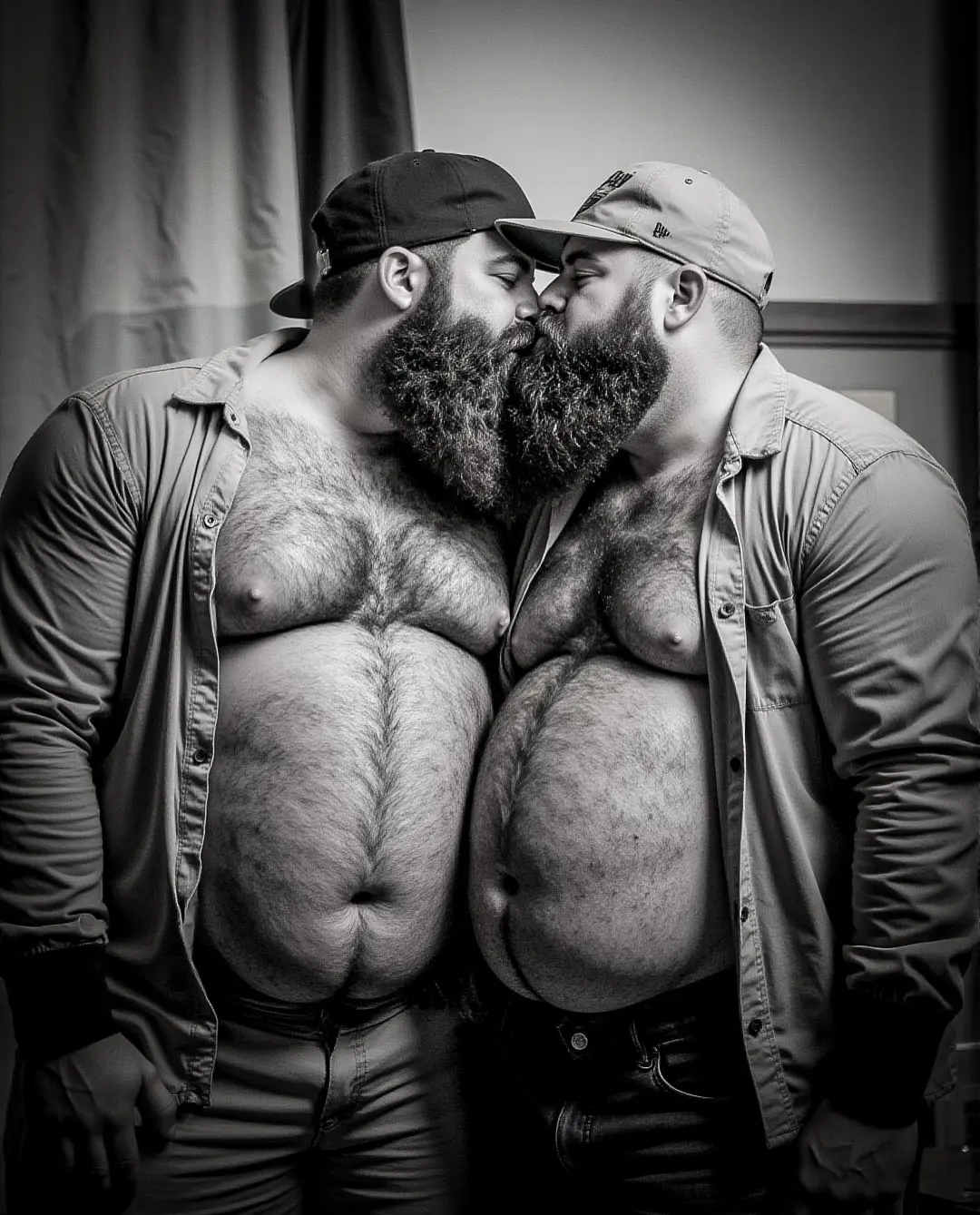 two gay muscle bears kissing 