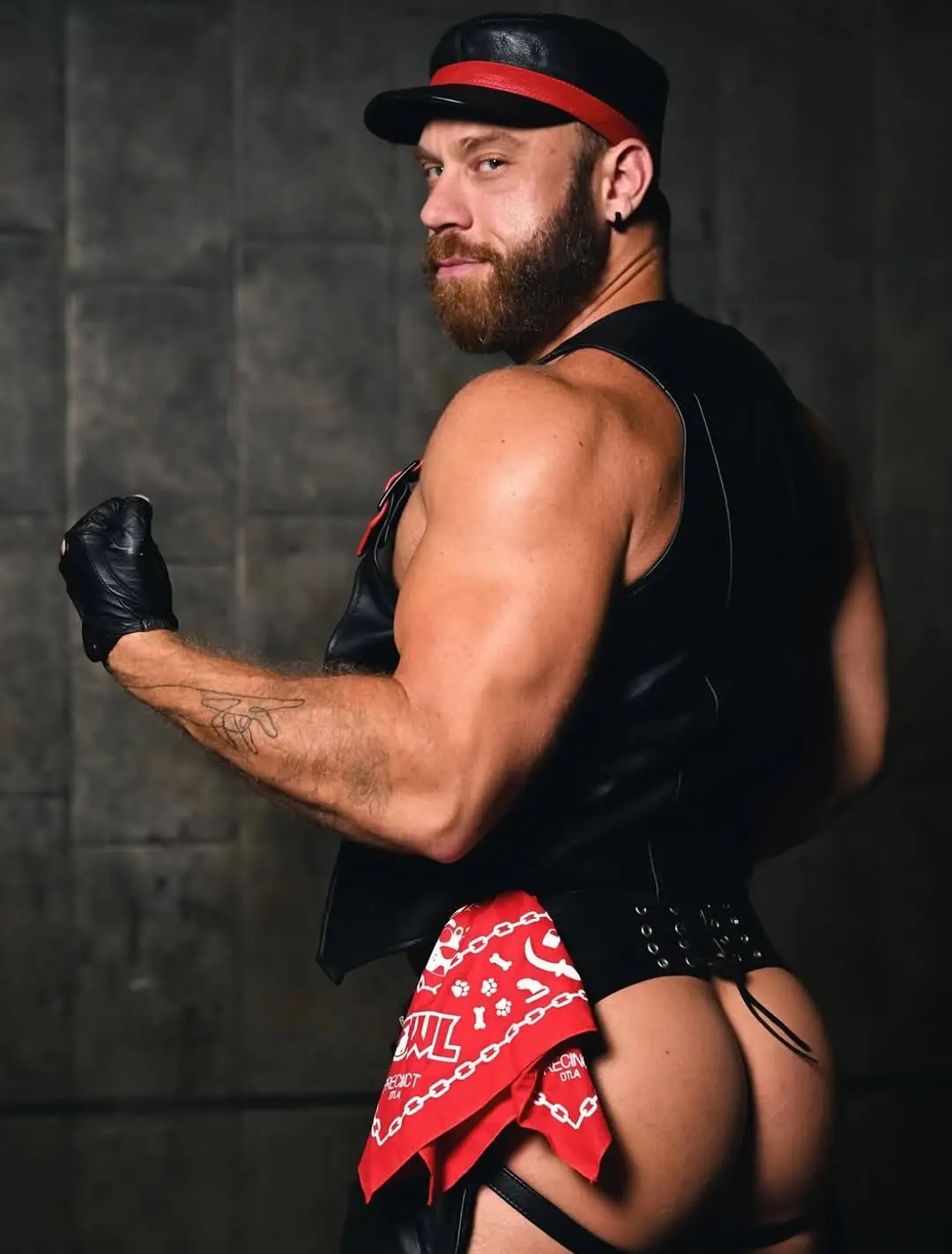 Brogan in leather gear 