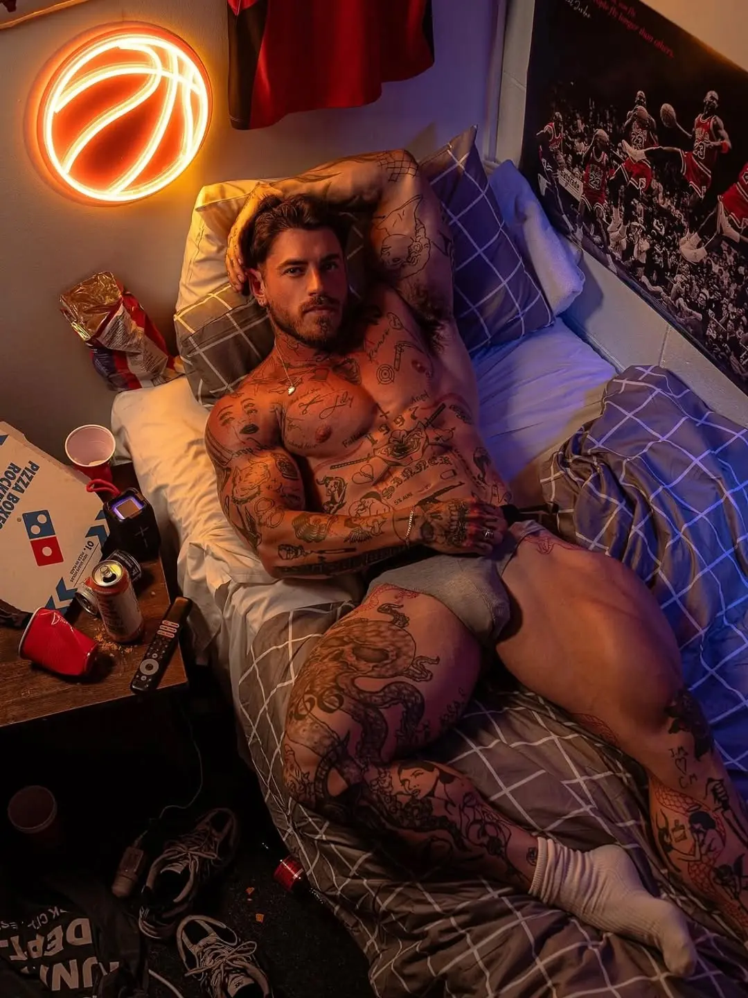 muscle tattoo guy in underwear