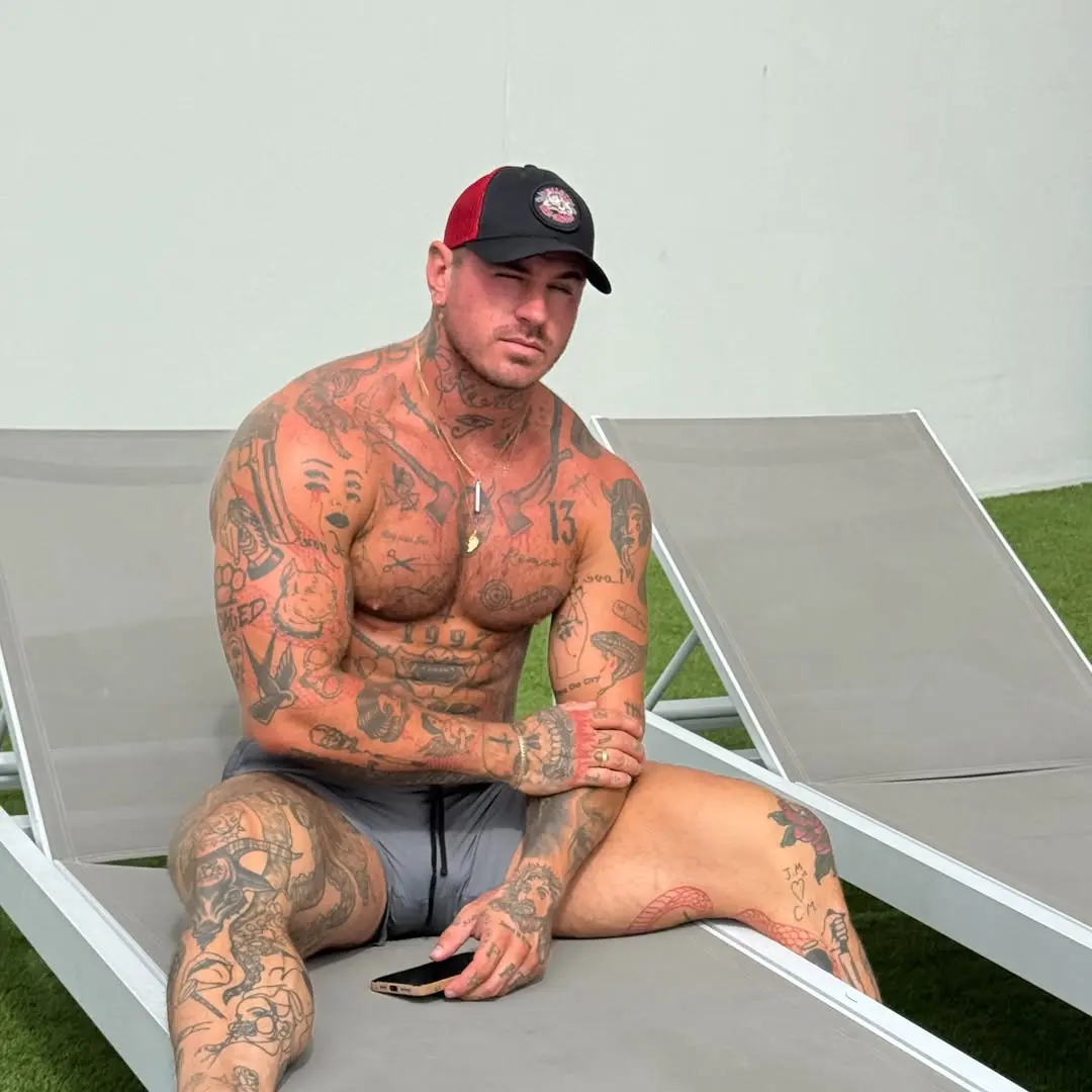 muscle tattoo guy with bulge